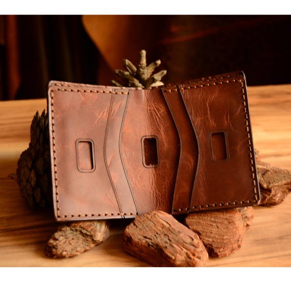 Genuine Brown Leather Vertical Wallet - Image 5