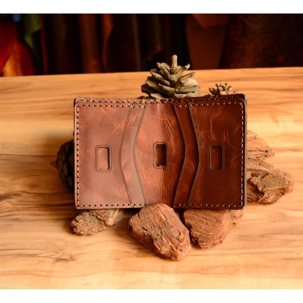 Genuine Brown Leather Vertical Wallet - Image 3